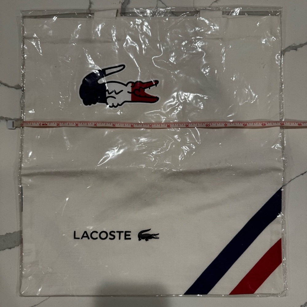 Lacoste Canvas Preppy Uniform Prep Euro Summer Y2K Streetware Tote - Picture 2 of 7